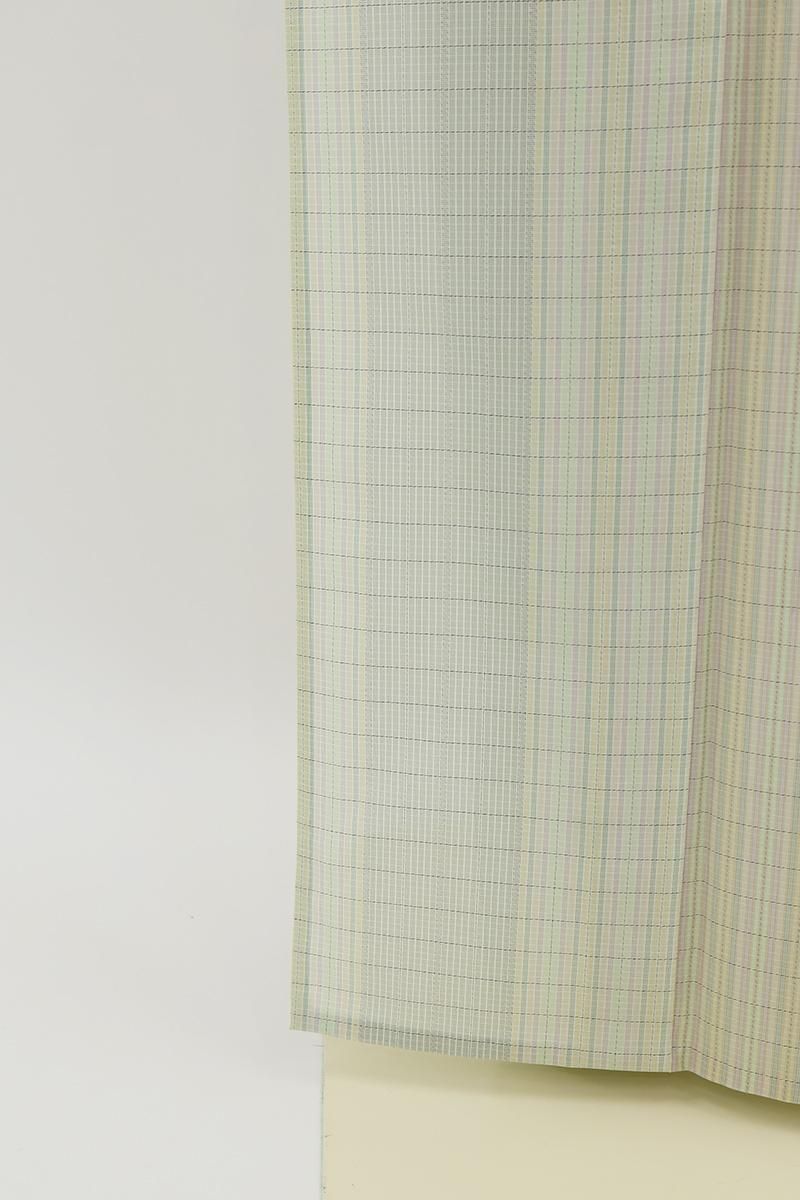 白大島紬　縞格子 本場大島紬 白大島紬 縞に七宝 花柄 正絹AK-6096