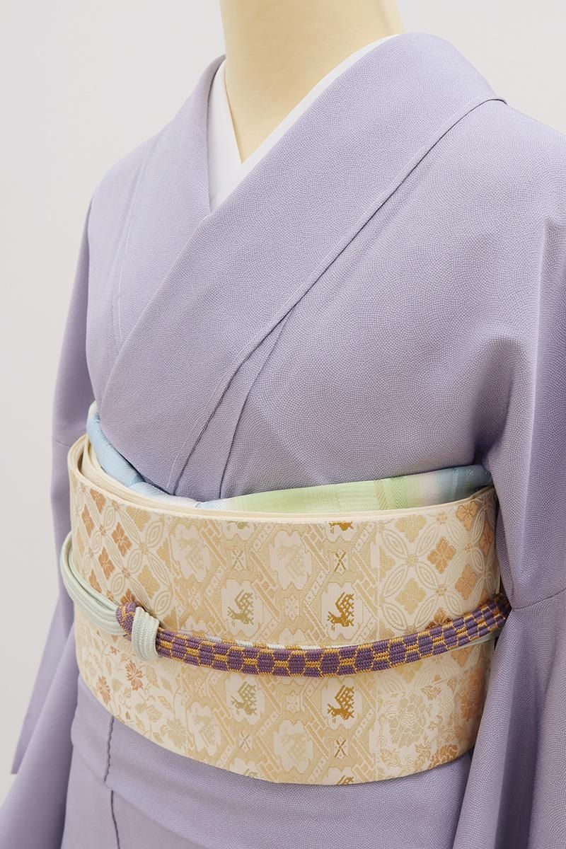 銀座【L-8365】西陣 陰山織物製 箔屋清兵衛 袋帯 鳥の子色
