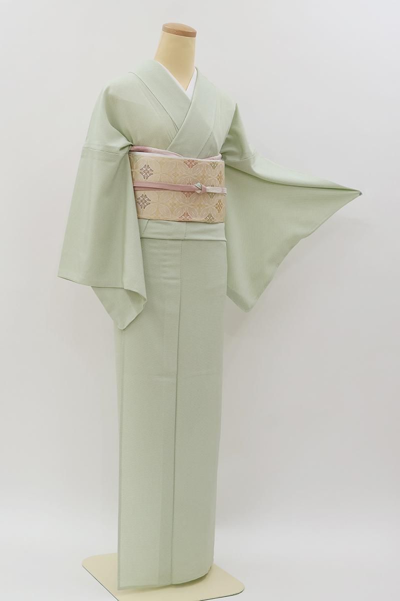 あおき【C-3244】単衣 江戸小紋 浅緑色 行儀（反端付）（N）  :身丈160/裄67