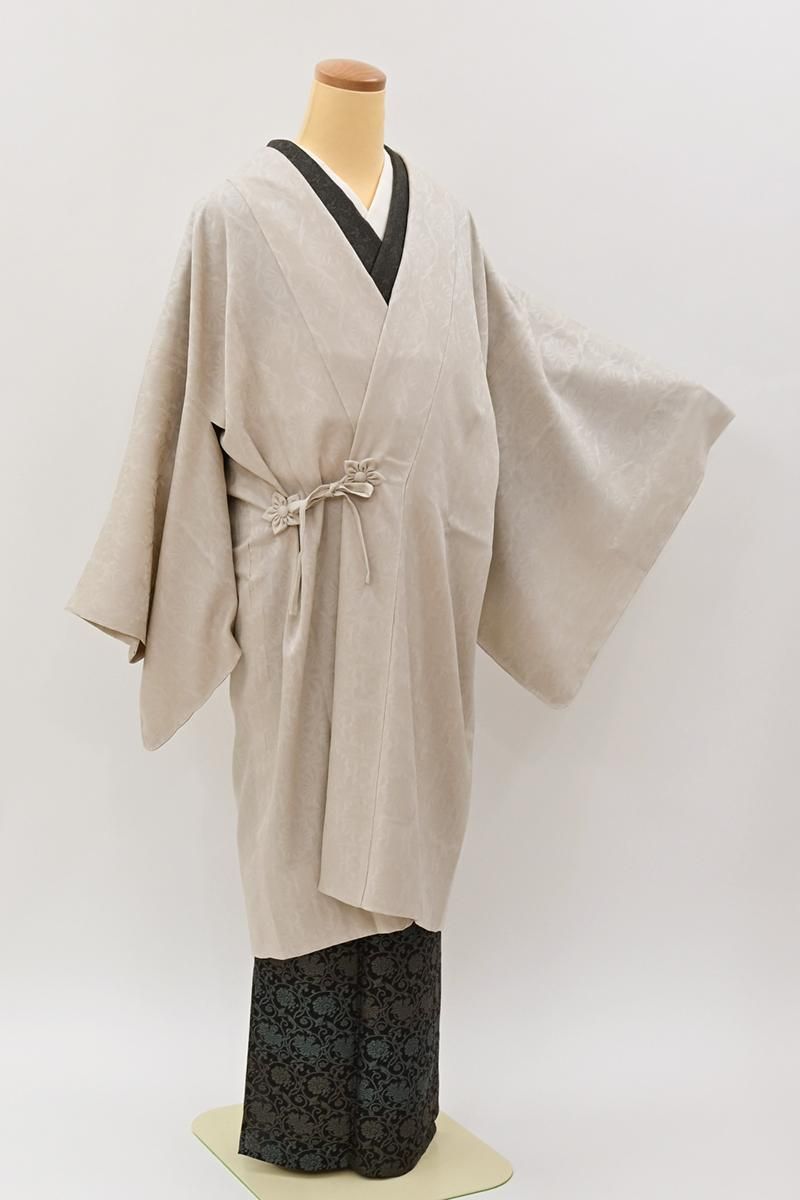 あおき【E-2291】紋紗 道中着 淡い灰色 八角に切子の地紋（反端付）（N）:身丈100/裄66.5