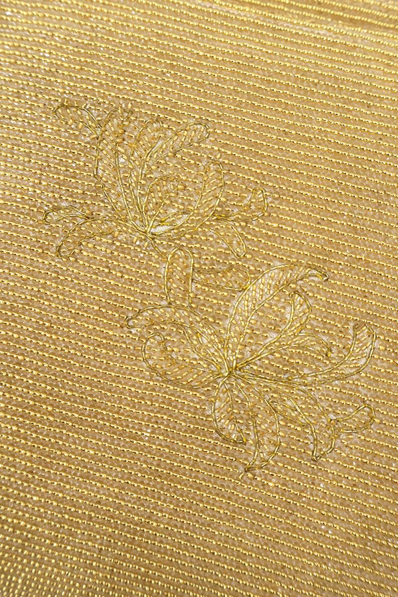 銀座【G-3301】ビーズ刺繍 バッグ 金色×白色 植物文 - 銀座
