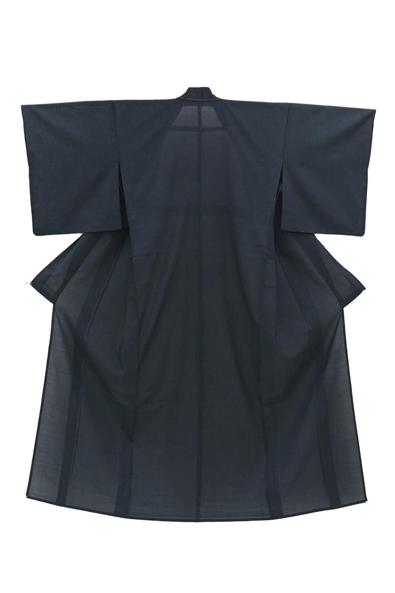 単衣　超美品　正絹　着物　紬158 青緑　緑紺　薄黄　蝶　てふてふ　個性的 小紋 袷 着物 正絹 青緑 昔ばなし 竹取物語 一寸法師 金太郎