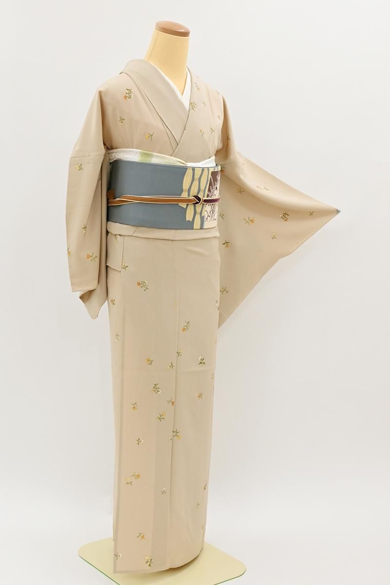 あおき【D-3899】単衣 小紋 香色 花文（小大丸扱い）:身丈159/裄68