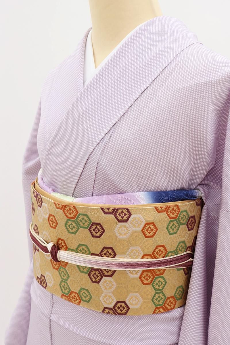 銀座【H-0724】人間国宝 喜多川平郎作 開き織名古屋帯 クリーム色 彩