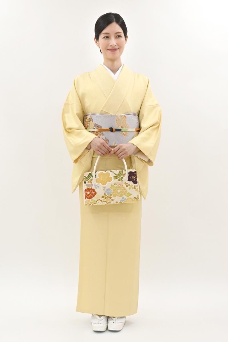 夏着物　正絹縮織　単衣訪問着　灰青色　いしき宛付　未使用　身丈160 ㎝　裄69 夏着物 正絹縮織 単衣訪問着 灰青色 いしき宛付 未