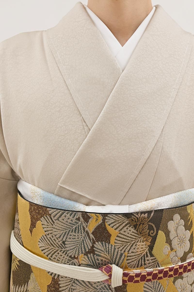 M308　色無地　身丈163cm　染一つ紋　落款　草木染 M308 色無地 身丈163cm 染一つ紋 落款 草木染 銀座【C-2343】染一