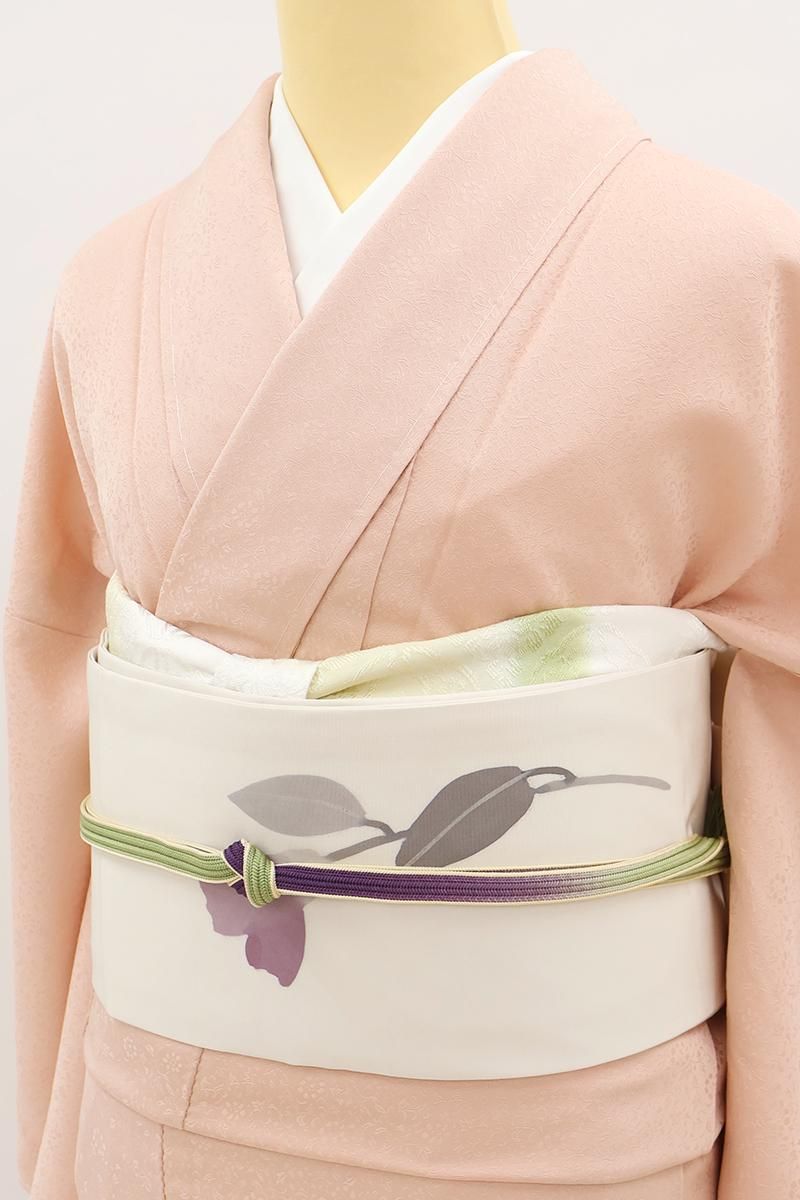 銀座【C-3288】色無地 シェルピンク色 花唐草の地紋（反端付）（N