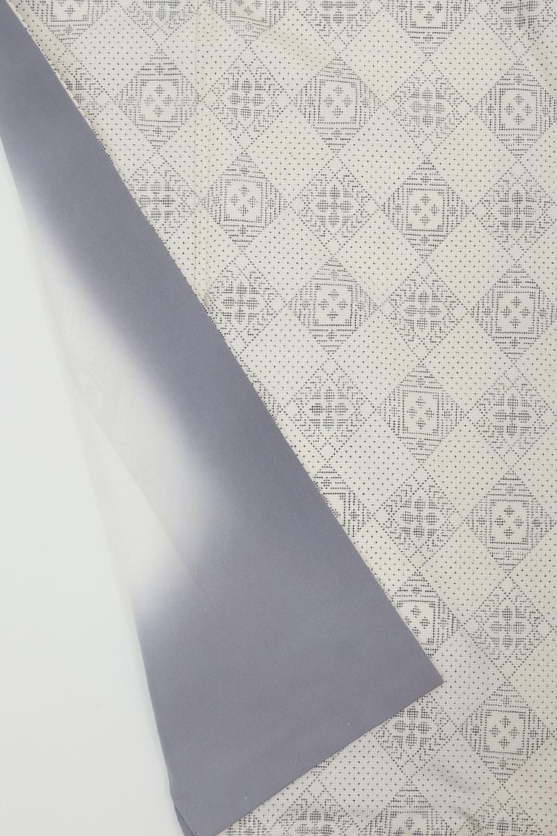 袷　白大島　アンサンブル　L寸 袷 白大島 アンサンブル L寸 袷 白大島 アンサンブル L寸 ノーブランド