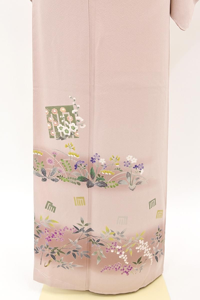 銀座【B-4236】京友禅作家 松本健一作 付下げ ベビーピンク色 源氏香に