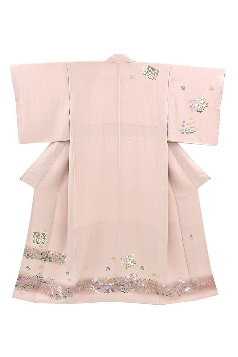 銀座【B-4236】京友禅作家 松本健一作 付下げ ベビーピンク色 源氏香に