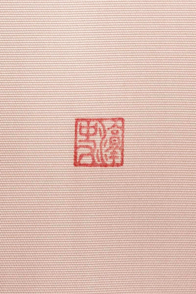 【名古屋帯】未使用品/ 手描き辻が花/紬地/赤ピンク×ベージュ/372cm 名古屋帯】未使用品/ 手描き辻が花/紬地/赤ピンク×ベージュ/372cm なつの