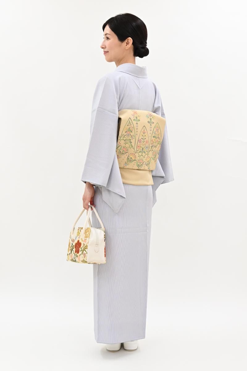 銀座【C-3299】江戸小紋 藤鼠色 万筋（反端付）（N） :身丈157.5