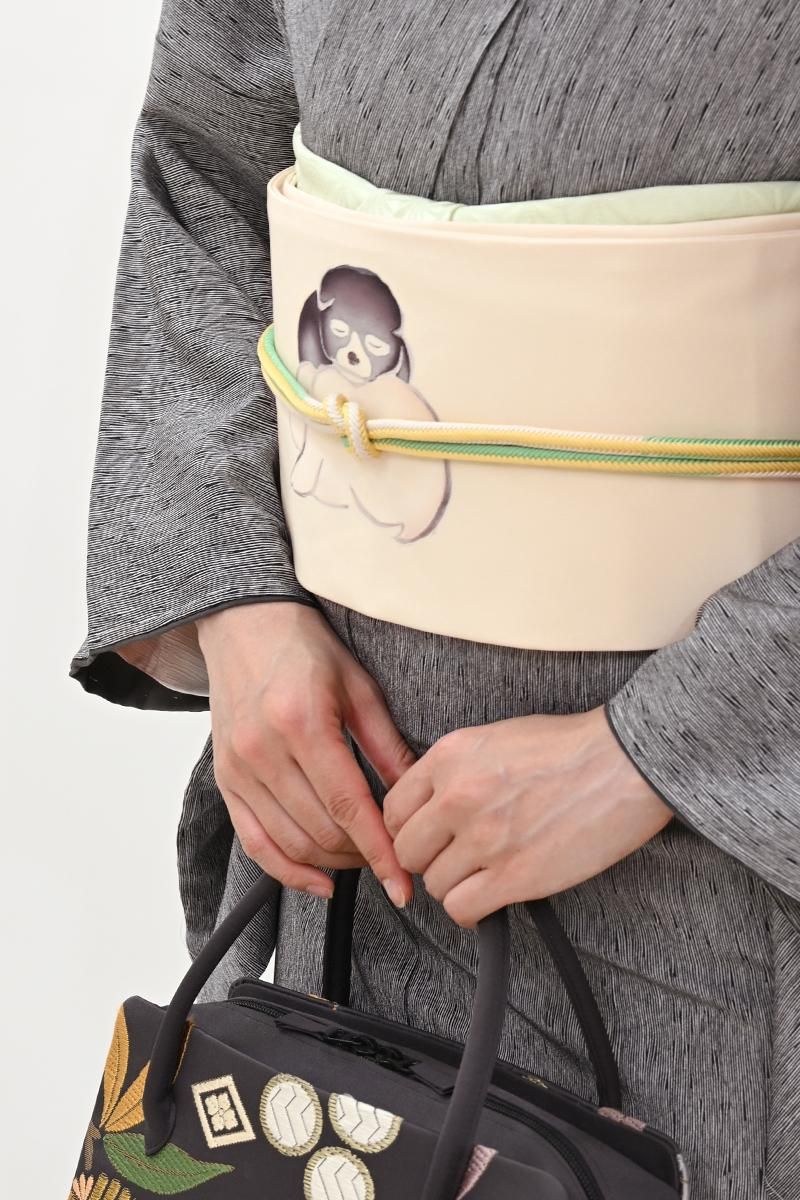 名古屋帯 雰囲気の良い抽象染柄模様 乳白色 O-5321 名古屋帯 雰囲気の良い抽象染柄模様 乳白色 O-5321