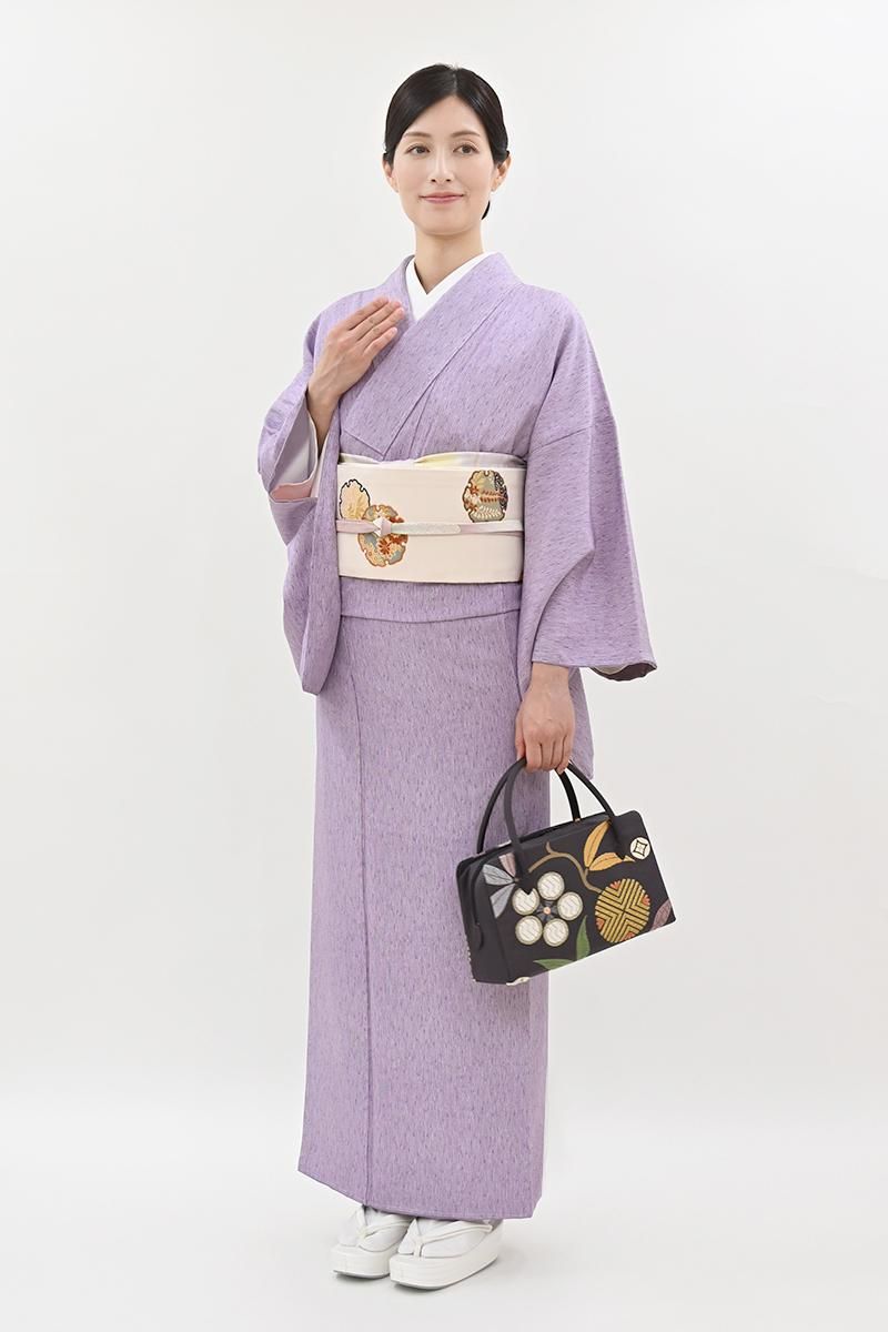 銀座【C-3293-1】江戸小紋 古代紫色 雨縞（反端付）（N） :身丈160.5