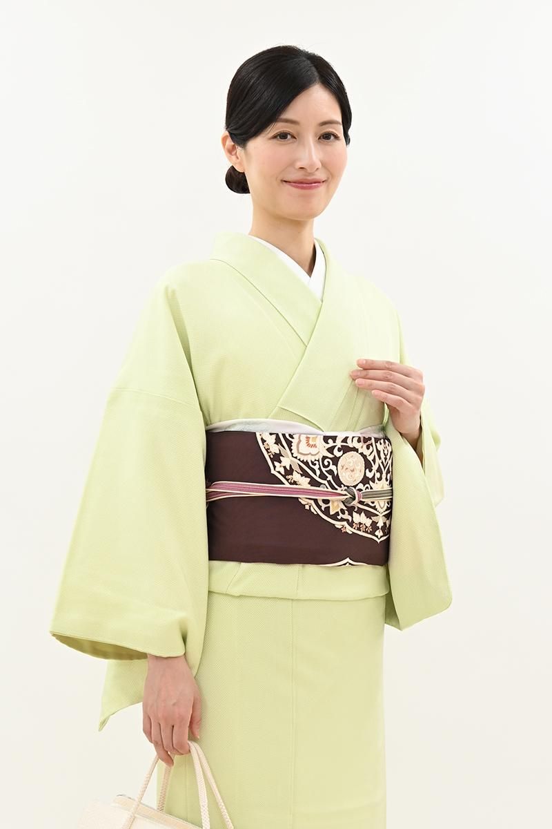 未着用 名古屋帯 南天 くすみカラー 着物 084a p 名古屋帯 正絹