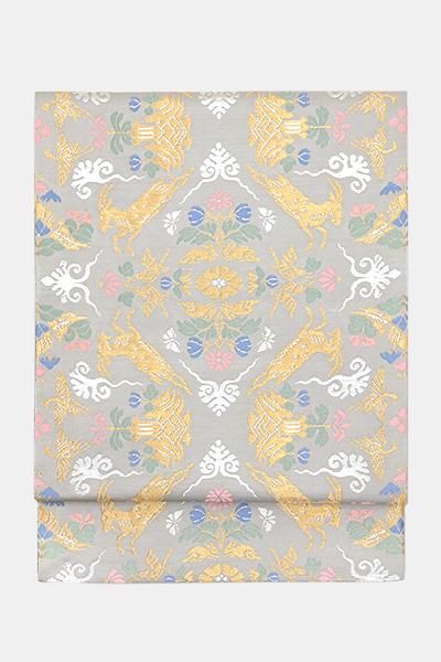 新品❤西陣銀通し全通袋帯「薔薇」パールトーン加工　リバーシブル 楽天市場】袋帯 カジュアル向け「多色 シルバー×ゴールド、霞
