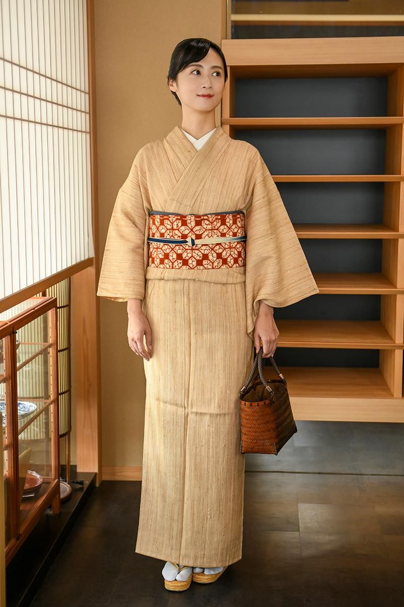 ◆厳選◆単衣夏物◆上質な正絹◆広衿◆居敷当て付き◆ロング◆裄65.5肩丈163 ◇厳選◇単衣夏物◇上質な正絹◇広衿◇居敷当て