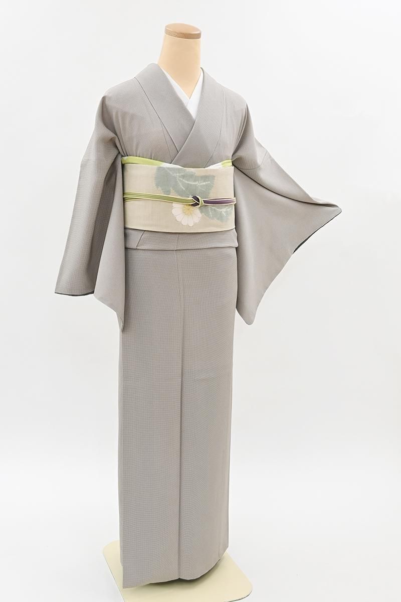 【値下げ！】紗袷 正絹 付下げ 夏着物 黒 銀彩 木々模様 身丈153cm 美品 お仕立済み・単衣】正絹絽付下げ（銀彩洋花）（M・L） 0017