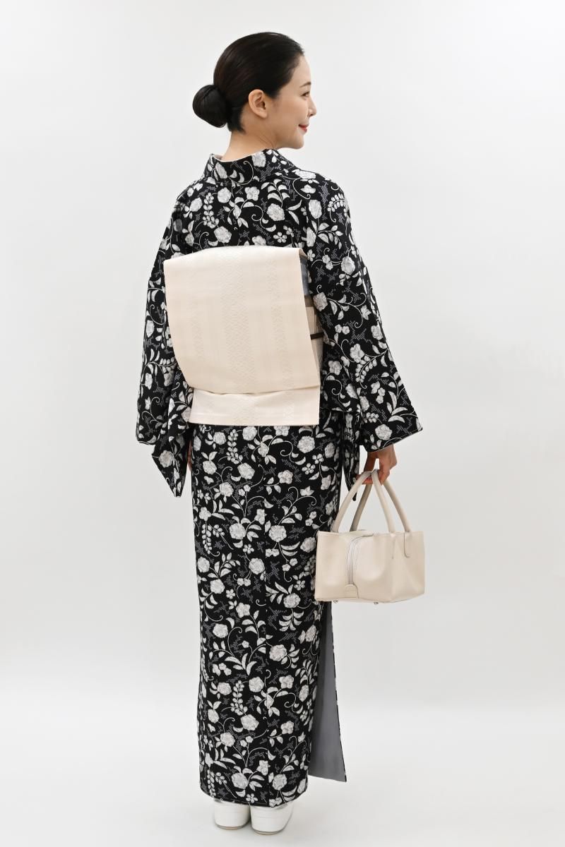 ＡＣ4984　夏物　仕付未使用訪問着　168㎝　黒地花丸文 平和屋着物○訪問着 刺繍 花鳥丸文 金彩 正絹 逸品 AAAX0602zg