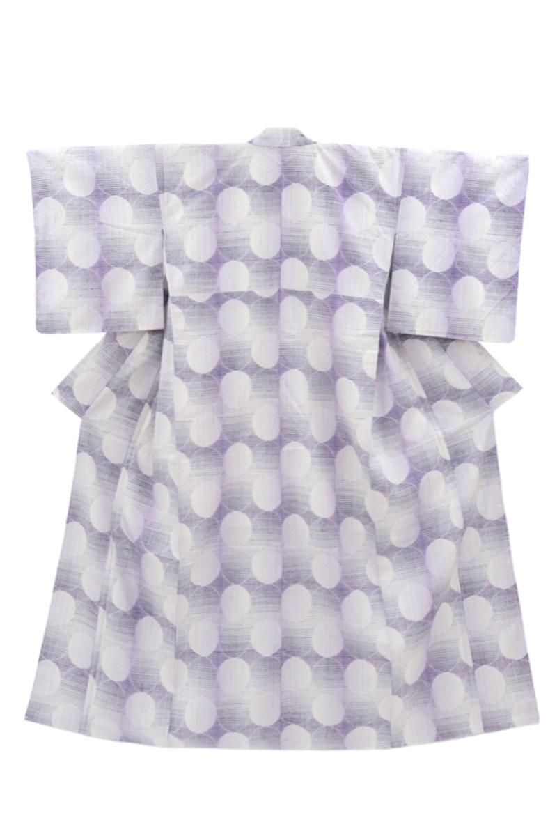 銀座【A-4179】小千谷紬 棟色 丸文（証紙付）:身丈161/裄68 - 銀座