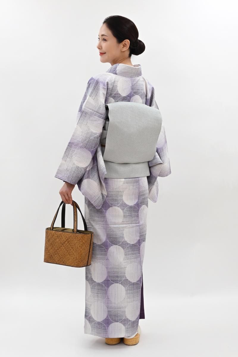 再再お値下げ！単衣小千谷紬　証紙あり　生紬　小紋着物 中古 リユース品 紬 小千谷縮 単衣 カジュアル きもの道楽 リサイクル