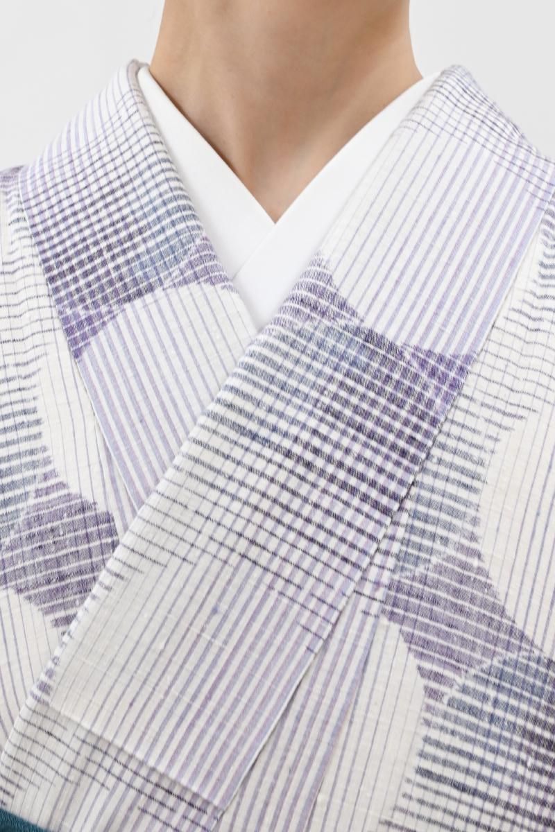 銀座【A-4179】小千谷紬 棟色 丸文（証紙付）:身丈161/裄68 - 銀座