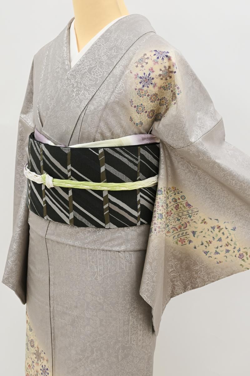 青から紫グラデーション　訪問着　反物　共八掛 阿波しじら【木綿 反物】グラデーションストライプ スミレ