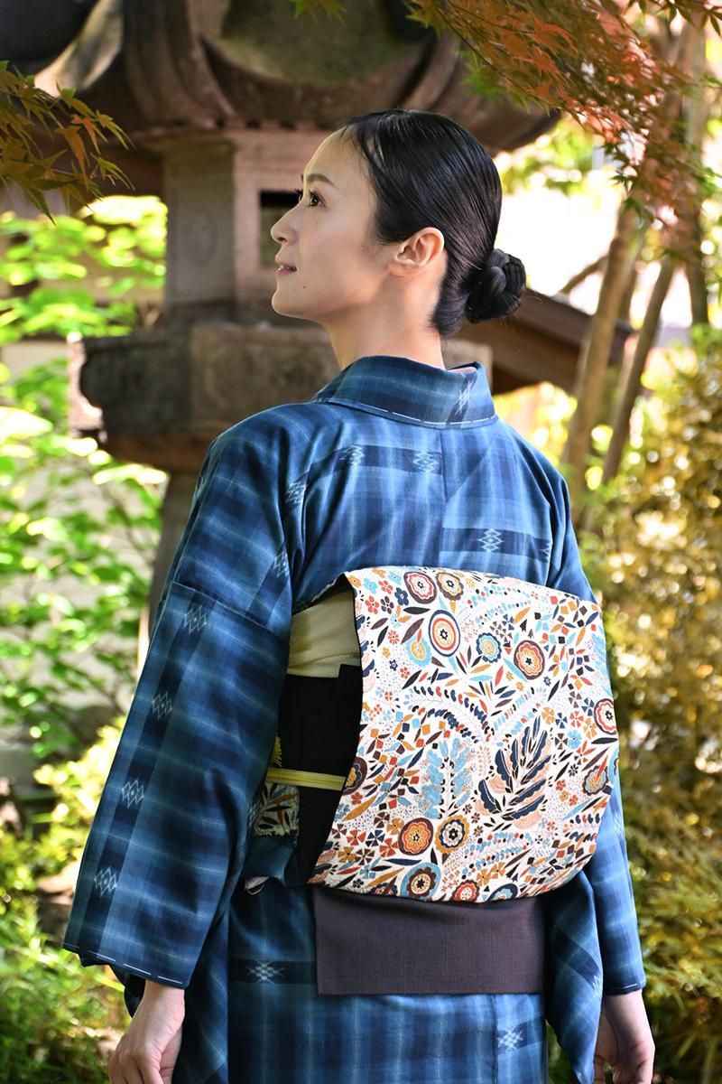 正絹京友禅手描き金駒押切もえさん万寿菊吉祥季節の花々訪問着西陣織大光謹製袋帯 特選手描き京友禅訪問着【吉祥宝尽し◇金駒刺繍】ブラック 黒 宝尽くし