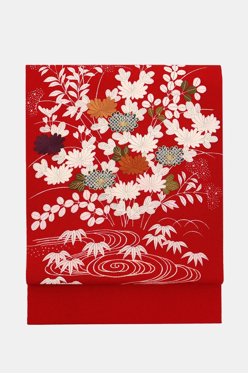 藤田織物 つぶつぶ帯 黒 緑 きびそ糸 モール織り 藤田織物 夏八寸