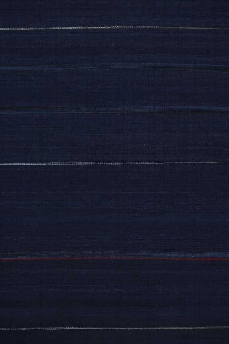 銀座【着物4624】郡上紬 藍色 横段（反端付）:身丈165/裄67.5 - 銀座