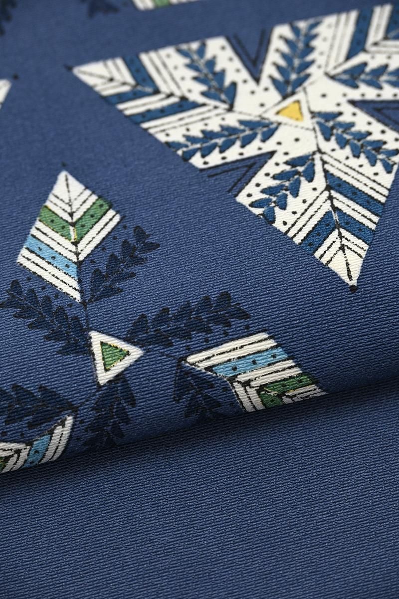 銀座【帯5786】人間国宝 鈴田滋人作 木版更紗 染名古屋帯（落款入