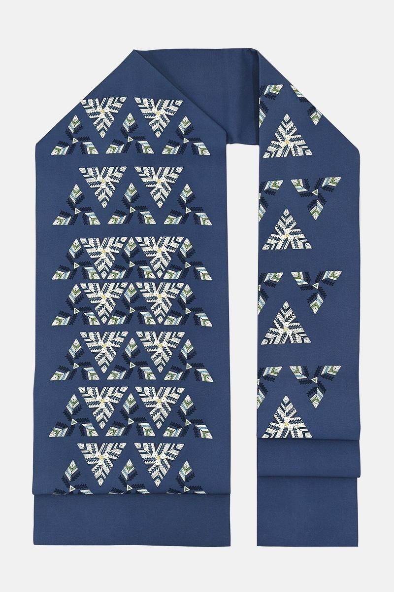 銀座【帯5786】人間国宝 鈴田滋人作 木版更紗 染名古屋帯（落款入