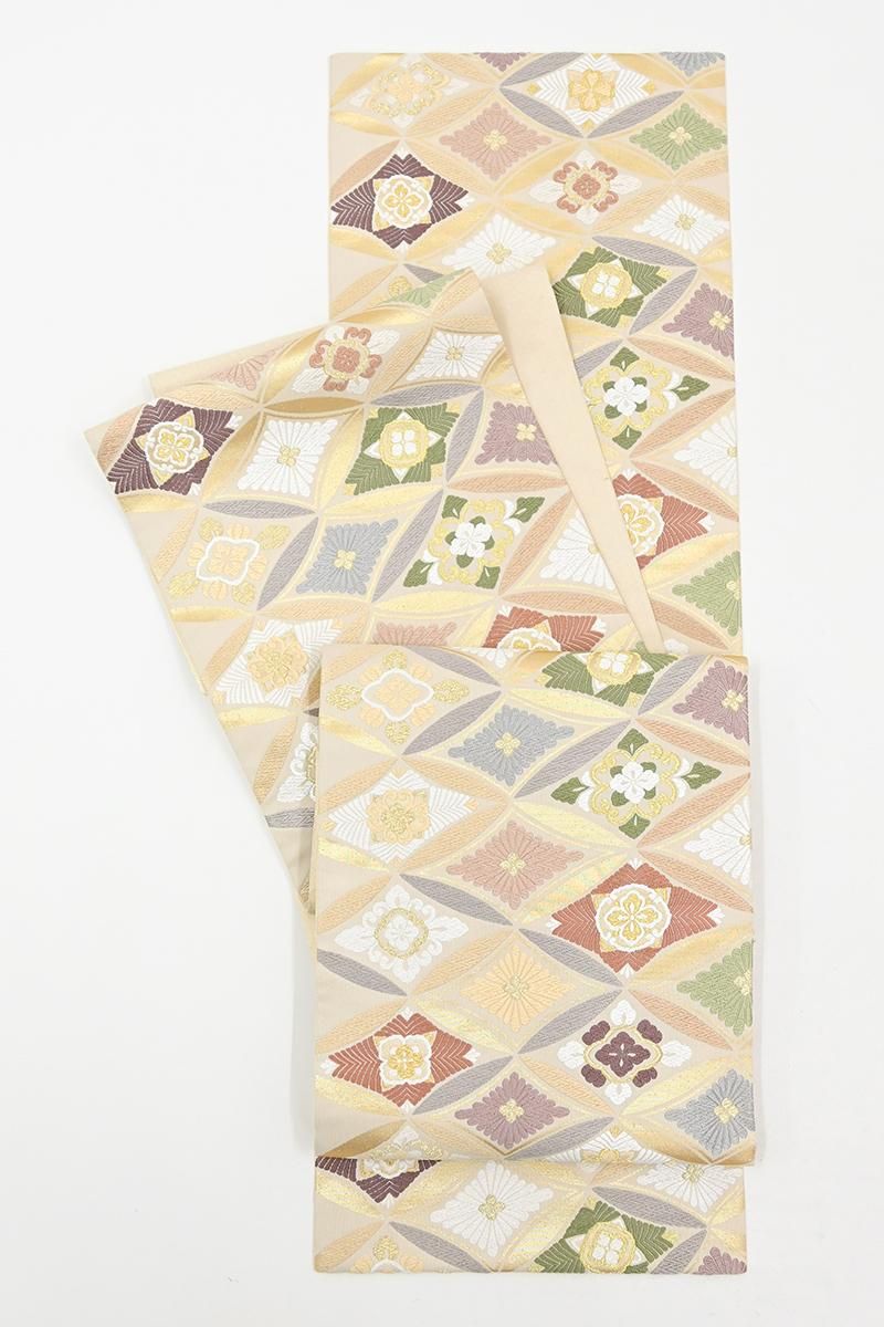 未着用　横縞　抽象リーフ模様　花菱　袋帯　着物　022 a p 横縞 抽象リーフ模様 花菱 袋帯 着物 022 a p - 製品詳細