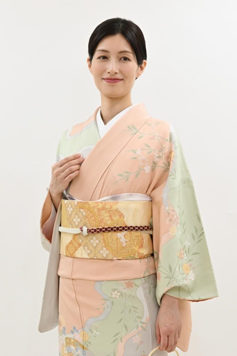 ☆ 袋帯 西陣 聚楽 玉蟲貴人 美しい華柄模様 斜め格子柄 象牙色 O-4751 ☆ 袋帯 西陣 聚楽 玉蟲貴人 美しい華柄模様 斜め格子柄 象牙色 O-