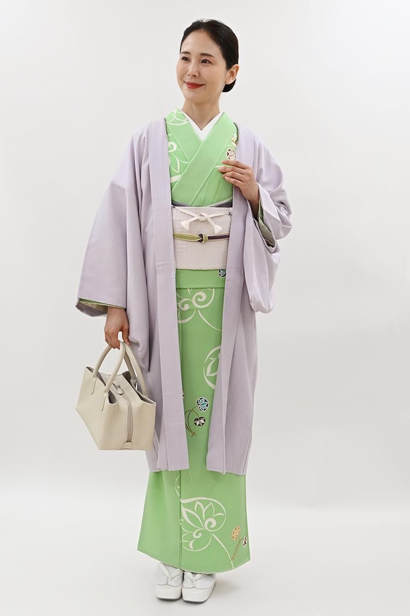 ゆき　訳あり　京友禅作家　浅井青仁　小紋　長羽織 裄70 丈104 半期決算SALE】 【京の染匠】 特選本手加工友禅紋紗羽織 ≪御