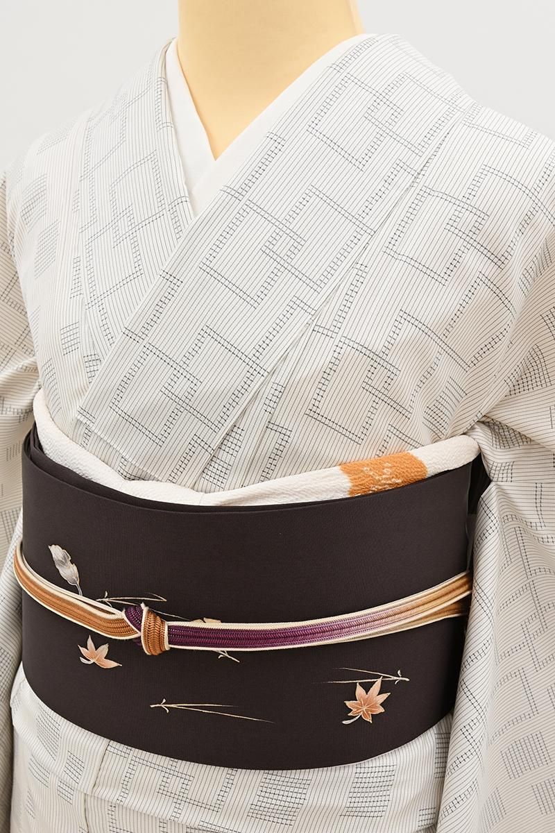 銀座【A-4190】本場白大島紬 白色 幾何文（証紙付）:身丈153/裄