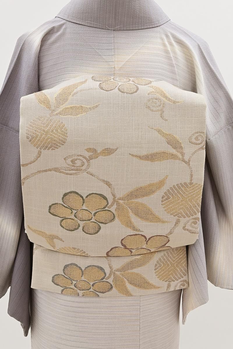 夏帯 袋帯 全通柄 正絹 西陣紬地 縦縞 証紙 未使用 イ5923 夏帯 袋帯 全通柄 正絹 西陣紬地 縦縞 証紙 未使用 イ5923