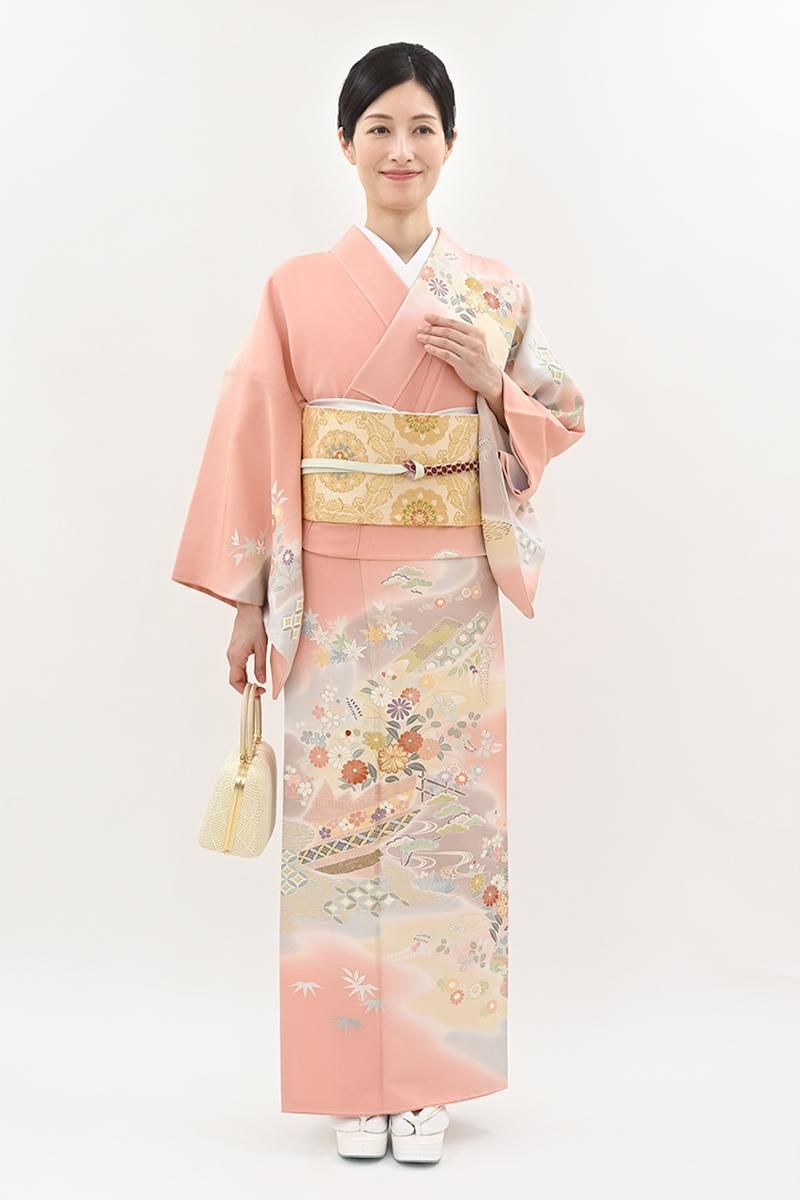 格調を纏う正絹美品 ┃絵羽訪問着　準礼装着物で晴れの日を華やかに　裄70 楽天市場】訪問着 手刺繍 総刺繍 正絹 桜 桜枝 駒羽二重 最高級