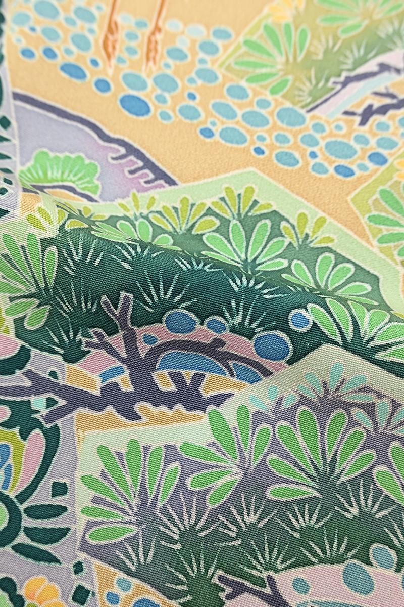 銀座【B-4284】本加賀友禅 池田裕作 色留袖 桑色 千代紙に鶴や松