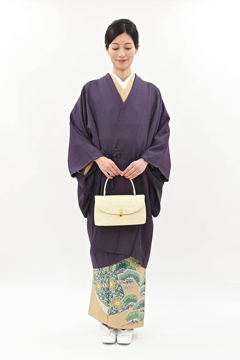 銀座【E-2330】道中着 紫色系 葡萄唐草の地紋（反端付）（N