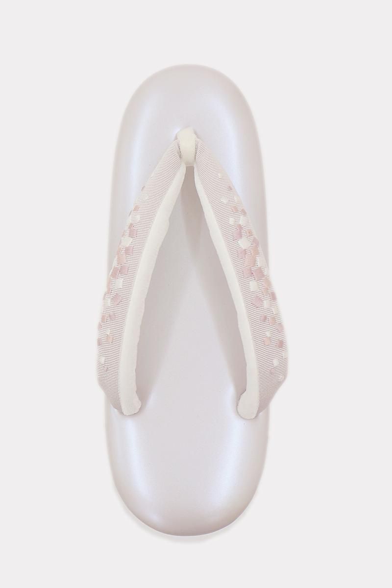 G-3384】衿秀製 草履 桜色 色紙刺繍入り鼻緒（Mサイズ）：高さ