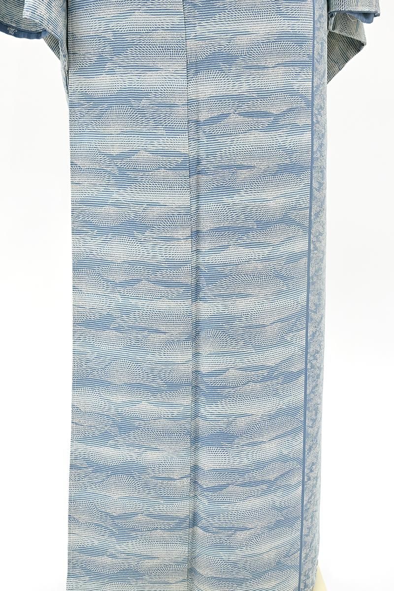 銀座【B-4317】日本工芸会正会員 坂口幸市作 染一ッ紋 付下げ 浅縹色