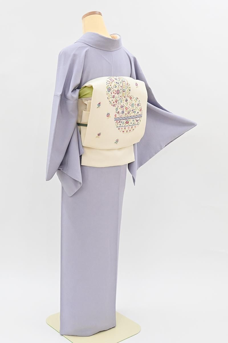 裄６６ｃｍ　特選【江戸小紋】　大人気モチーフ【鮫・七宝繋ぎ文】　美品のお着物です 銀座【C-3322-1】江戸小紋 藤色 鮫（反端付）（N） :身丈159/裄