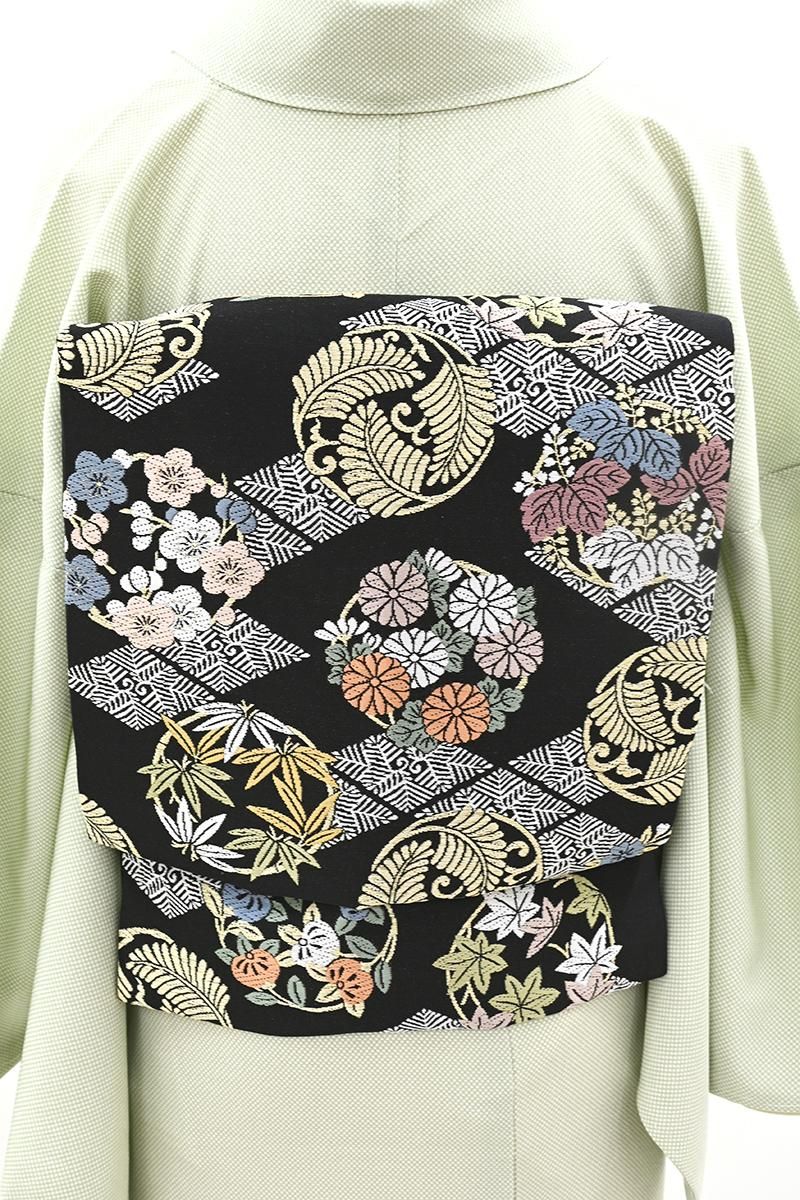 西陣織名古屋帯　刺繍のうさぎとかめ　入園式、入学式、卒業式にも！ 名古屋帯 刺繍のうさぎとかめ 入園式、入学式、卒業式にも！ 名古屋