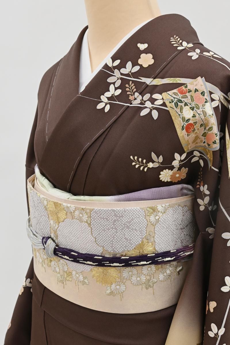 銀座【L-8521】刺繍 袋帯 薄香色 菊文 - 銀座きもの青木｜長く