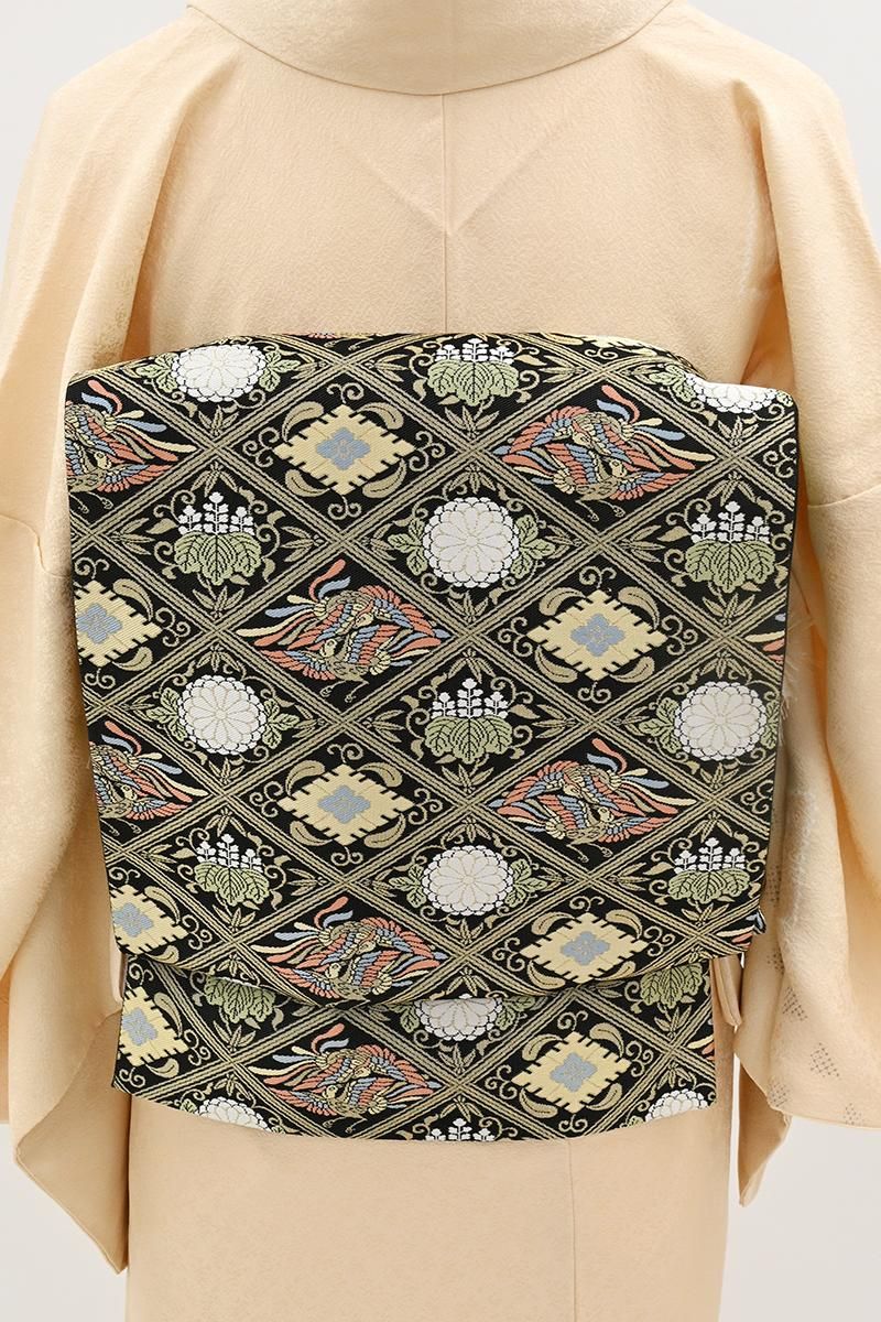 光沢のあるシルバーの袋帯 光沢のあるシルバーの袋帯 光沢のあるシルバーの袋帯 袋帯