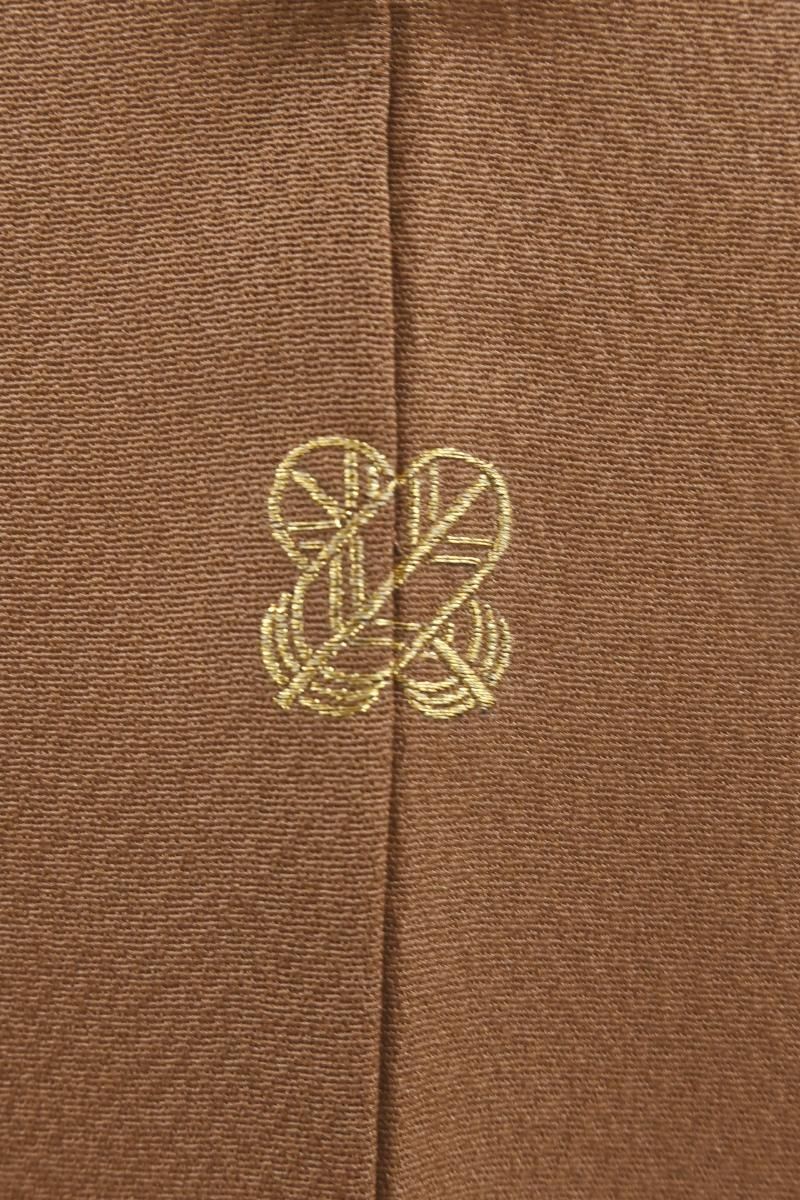 あおき【B-4324】繍一ッ紋 訪問着 雀茶色 垣根に菊の図 :身丈159.5/裄