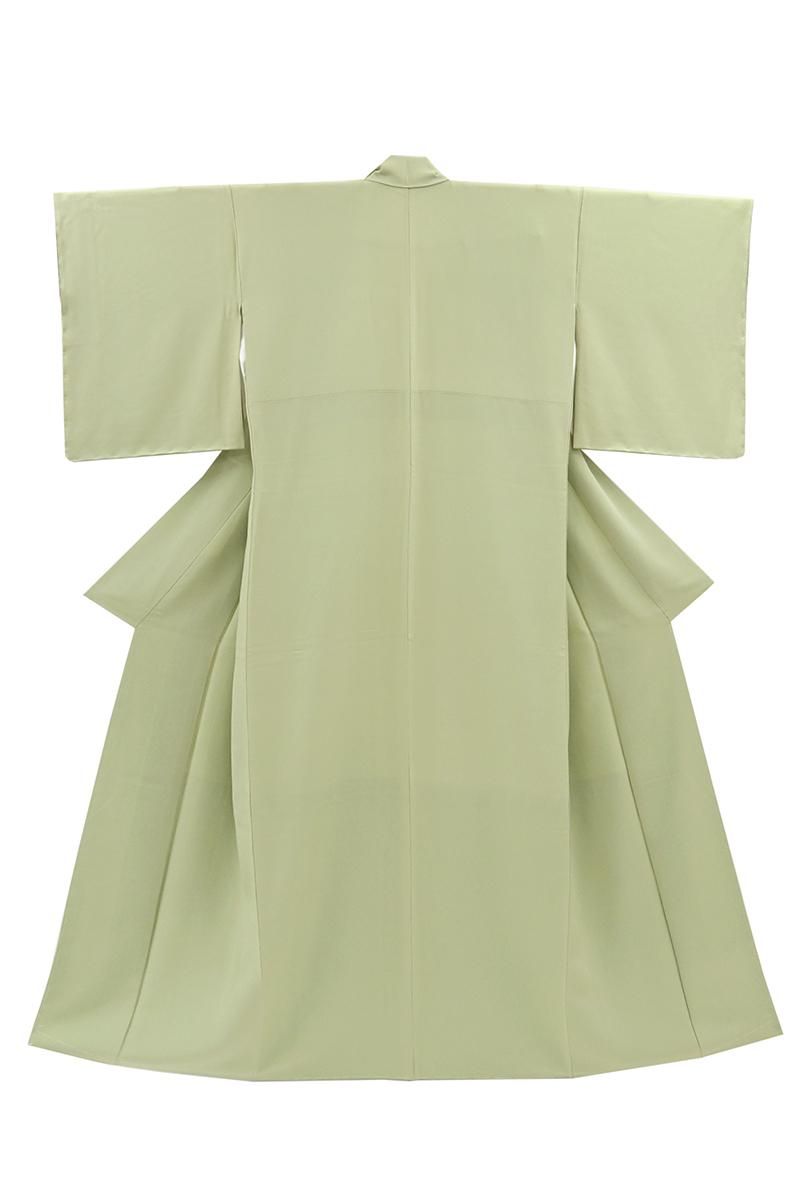 銀座【C-3325】色無地 抹茶色 無地 :身丈167/裄68.5 - 銀座きもの青木