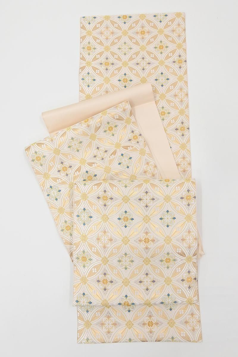 ★専用★袋帯 リバーシブル 青系 紫系花丸文様 全通柄 長さ4m47cm 正絹 未使用品 袋帯 リバーシブル 青系 紫系花丸文様 全通柄 長