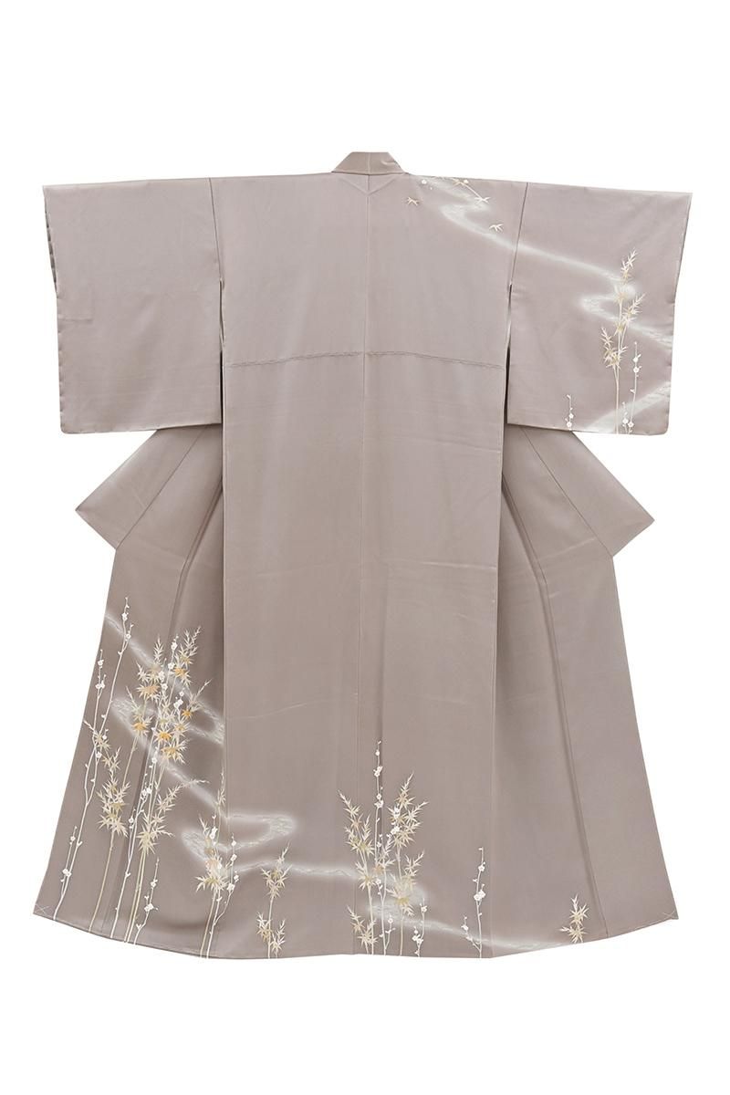 銀座【B-4333】訪問着 深い桜鼠色 松竹梅の図 :身丈155/裄67 - 銀座